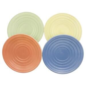 Vintage 1950s Set of 4 Hazel-Atlas Milk Glass Saucers Yellow/Green/Blue/Pink